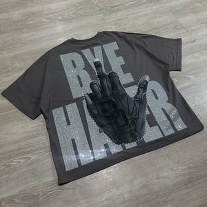 Impression de strass personnalisé Logo graphique T-shirt à manches courtes pour hommes T-shirt personnalisé impression T-Shirt vierge - Product Image 4