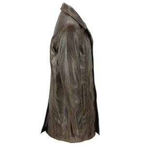 Abrigo Largo de Cuero Auténtico Transpirable Personalizado para Hombre, Ropa de Invierno al por Mayor, Abrigo Impermeable con Botones de Cuerno - Product Image 2