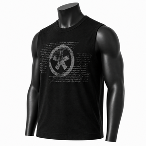 Camiseta sin mangas negra personalizada al por mayor para hombre, con estampado gráfico, de algodón, estilo urbano, para gimnasio, tipo chaleco muscular - Product Image 3