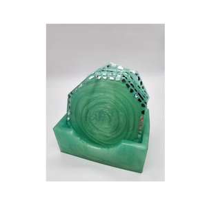 New Arrival Marble Tea Stone <b>Coasters</b> <b>Set</b> <b>with</b> <b>Holder</b> for Drinks Round square Non slip Handcrafted Resin - Product Image 3