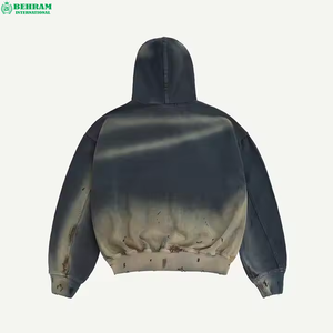 Veste à fermeture éclair intégrale personnalisée OEM avec logo brodé, en polaire 100% polyester, à séchage rapide, respirante et effet délavé soleil - Product Image 6