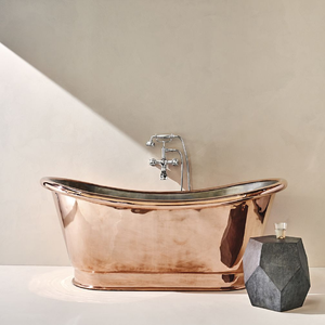 อ่างอาบน้ำทรงรีแบบตั้งพื้น ทำจากทองแดงแท้ 100% ดีไซน์ทันสมัย ยี่ห้อ Yellowartswork รองรับ 1 คน พร้อมก๊อกน้ำ ผู้ผลิตจากอินเดีย - Product Image 1