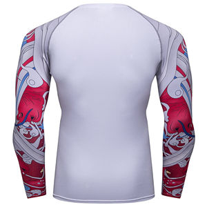 Venta caliente O-cuello de manga personalizada Impreso de secado rápido Transpirable Compresión Fit Rash Guards para hombres UPF50 en venta - Product Image 2