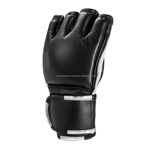Gants de boxe MMA en cuir imprimés sur mesure, respirants, demi-doigts, antidérapants, avec sangle de poignet réglable, équipement d'entraînement de combat durable - Product Image 2