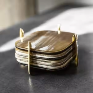 Sous-verres en corne Meilleure qualité Ustensiles de cuisine de table Sous-verres en pierre naturelle en corne Ensemble de sous-verres en corne de vente chaude par l'artisanat en croissant - Product Image 2