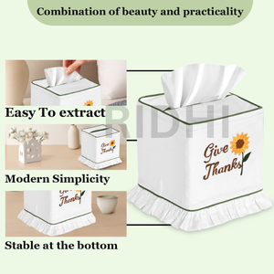 ปลอกกล่องกระดาษทิชชูลายดอกทานตะวัน ดีไซน์คลาสสิก แต่งระบาย ปักลายดอกไม้ ทำด้วยมือ เป็นมิตรกับสิ่งแวดล้อม ทนทาน เหมาะสำหรับใช้ในบ้านและห้องนอน - Product Image 3