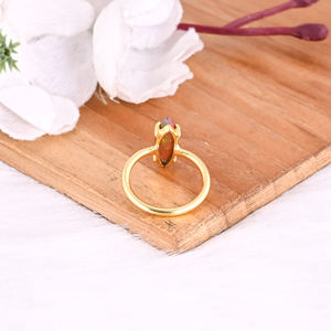 925 Sterling Silver Natural <b>Black</b> Opal Handmade Yellow Gold Plated <b>Ring</b> Fine Jewelry Wholesale <b>Rings</b> Jewelry For <b>Women</b> - Product Image 3