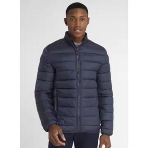 Chaqueta acolchada con cuello levantado de estilo callejero para hombre con patrón personalizado OEM con cremallera, lona Lisa negra para invierno y otoño, tarifa baja - Product Image 2