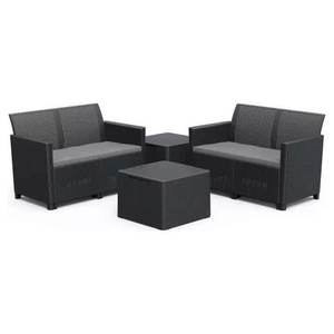 Allibert CLAIRE CORNER 4-Seater Resin Outdoor <b>Set</b> Graphite K253445K939KK <b>Patio</b> Furniture - Product Image 1