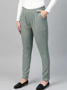 Comfortable Womens Casual Regular Fit Grey Cotton Slub <b>Trouser</b> <b>Pants</b> Soft Breathable Fabric For Daily Office Travel Wear - Product Image 4