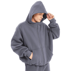 Sweats à capuche surdimensionnés pour hommes personnalisés, à épaules tombantes, avec fermeture éclair, 100% coton, fabricant de sweats à capuche pour hommes pour l'hiver - Product Image 5
