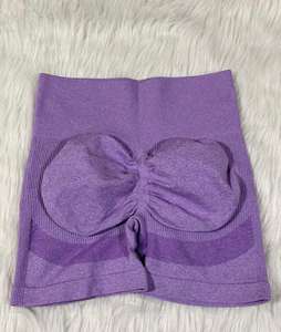 Pantalon de Yoga Taille Haute Personnalisable avec Taille Élastique Short de Sport en Nylon et Spandex à Motif Solide pour Femmes - Product Image 2