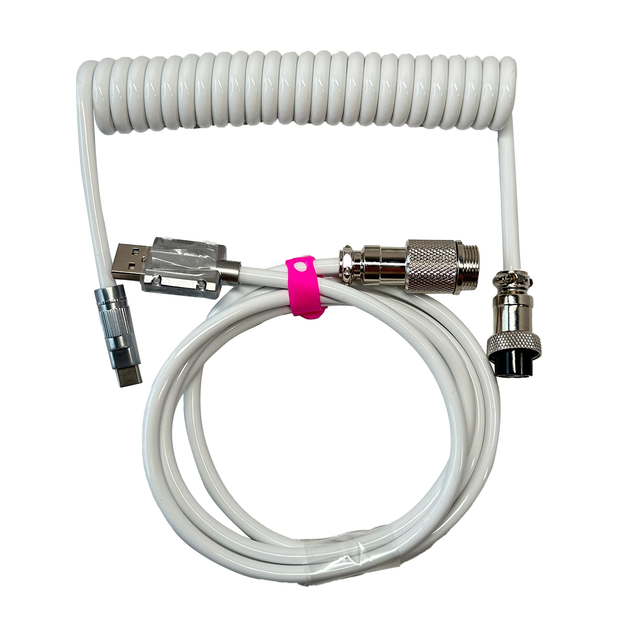 BSUN Durable CustomWhite Customize Type c Spring Spiral Usb Cable Aviator Connector Nylon Mechanical Keyboard Coiled Cable