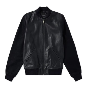 Chaqueta de invierno genuina de cuero de vaca de alta calidad para hombre chaqueta al por mayor con cremallera de logotipo personalizado - Product Image 4