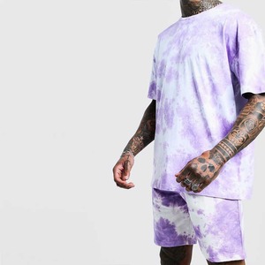 Venta caliente nuevo conjunto de dos piezas para hombres Tie Dye Casual verano cuello redondo deportes camiseta conjunto corto se puede personalizar conjunto de hombres - Product Image 6