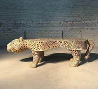 Nouvelle table d'appoint et table basse en bois motif léopard, idéale pour le jardin, les soirées, le café et le thé – Table d'appoint classique en promotion