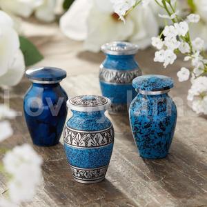 Aluminium Keepsake <b>Mini</b> Urns Set of 4 <b>Pcs</b> in a Velvet Box - Product Image 1