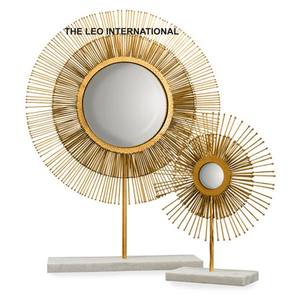 Aluminio Metal hoja forma oro acabado esculturas modernas de la India juegos de 3 lujo hecho a mano hogar decorativo - Product Image 4