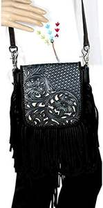 West Vintage Cowgirl Crossbody Messenger Bag Cuero genuino Flecos Diseño de corte láser Suave Durable Bolso de gran capacidad - Product Image 5