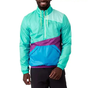 Chaqueta cortavientos para hombre con bloque de color personalizado, chaqueta impermeable de poliéster de último diseño de alta calidad y estilo callejero para hombre - Product Image 1