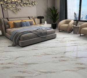 Azulejos de Porcelana Pulida de Primera Calidad, 600x1200 mm, Blanco con Vetas Grises, Textura Sólida, Únicos para Uso Comercial, en el Hogar, en Pasillos y Exteriores - Product Image 1