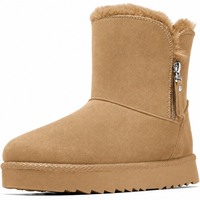 Bottes d'hiver pour femmes en faux daim doublées de fourrure, avec fermeture éclair latérale, plateforme, bottines chaudes, chaussures décontractées d'extérieur