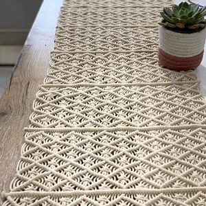 Chemin de table en coton bleu de qualité supérieure tricoté en macramé Boho pour la conception de la maison de mariage et les petites fonctions de fête - Product Image 5