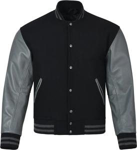 Chaqueta Bomber de béisbol Varsity hecha a medida para hombre con mangas de cuero de vaca, cuello exquisito con diseño de logotipo propio - Product Image 1