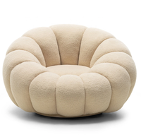 Fauteuil de salon moderne en forme de citrouille avec repose-pieds, chaise d'appoint confortable à base dissimulée pour salon et appartement - Vente en gros