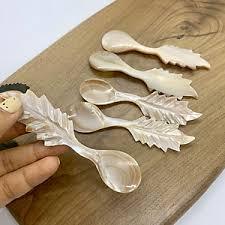 Custom exquisite polished <b>mother</b> of pearl spoon natural seashell caviar serving scoop spoons - Product Image 4
