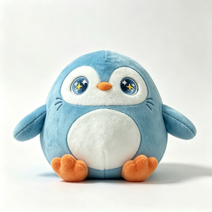 Peluche pingouin bleu personnalisée, adorable peluche pingouin, jouet en peluche rond et moelleux, coussin en peluche pingouin - Product Image 2