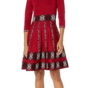 Abito Midi Casual da Donna Taylor, Taglia Media, Rosso, in Viscosa e Nylon Stampato, Silhouette A-Line, Vita Naturale, Fornitura ODM - Product Image 3