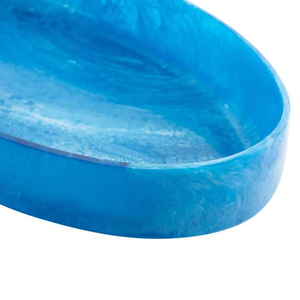 Bol de service ovale en résine bleue le plus vendu avec motif Aqua Swirl texture marbrée ensemble de saladiers et de bols de fruits pour la maison ou l'hôtel - Product Image 1