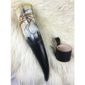 แก้วน้ำทรงเขาสัตว์ทำมือจากวัสดุธรรมชาติ สไตล์ยุคกลาง ขัดเงา ใช้ดื่มเบียร์ พกพาสะดวก ของที่ระลึก ของขวัญ - Product Image 1