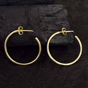 Créoles plissées en argent massif 925, or jaune, fabrication de boucles d'oreilles faites à la main, bijoux pour filles et femmes, vente en gros - Product Image 2