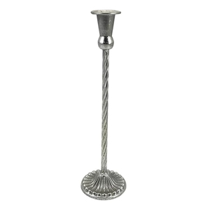 Bougeoir en métal argenté vintage, élégant support de bougie en fer avec base stable, décoration d'intérieur pour mariages et fêtes - Product Image 1
