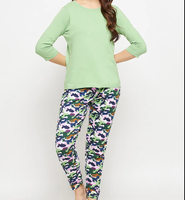 Conjunto de 2 Pijamas Sexys de Algodón con Estampado 3D para Mujer, Ropa de Dormir con Cuello Alto, Pantalones Cortos de Punto Jersey para Verano