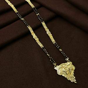 Venta al por mayor de mangalsutra micro largo de oro de 24 quilates para mujeres casadas, mangalsutra acabado dorado de uso diario, mangalsutra largo de boda india - Product Image 3