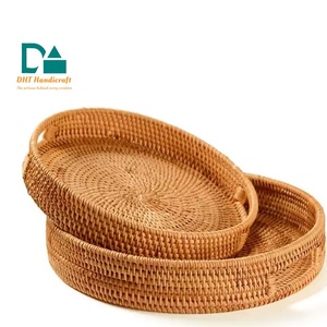 Plateau de service en rotin rectangulaire, outil de service avec poignées, nouveau design, 100% naturel - Product Image 3