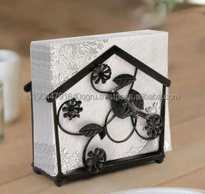 Porte-serviettes en fer, support de distributeur de serviettes en papier droit pour la maison, la cuisine, les tables, l'intérieur, l'extérieur, la conception d'oiseaux et de fleurs - Product Image 5