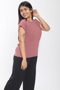 Elegante Waffle Knit Cap Sleeve Mujeres Top Ajuste relajado Ligero Cuello redondo Oficina Casual Texturizado Tela Uso diario Exportador - Product Image 2