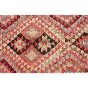 Vintage Turkish Rug 2.7x14.4 ft (82x440 cm), Kilim <b>Red</b> <b>Wool</b> Rug - Product Image 4