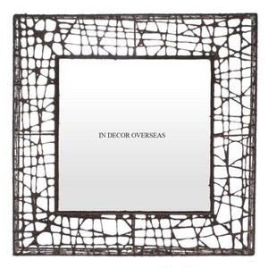 Black Color Powder Coated Unique Fancy Designer Heavy Duty Metal Framed Square Shape Wall Mirror Home <b>Decorative</b> Supplies - Product Image 1