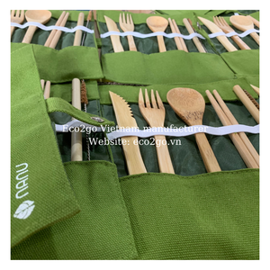 Ensemble de couverts en bambou réutilisables/avec étui Couverts en bambou biodégradable Couverts en bambou/Couverts à manche en bambou au Vietnam - Product Image 2