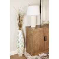 Vase en nacre blanche de luxe élégant avec accents bleus pour la maison pour le salon chambre confortable décor à la maison | Cadeau de Noël