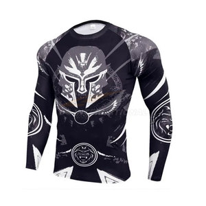 MMA Training Rash Guard Chemise et pantalon de compression à manches longues personnalisés pour hommes BJJ Grappling Sportswear Gym Outfit Full Set - Product Image 3