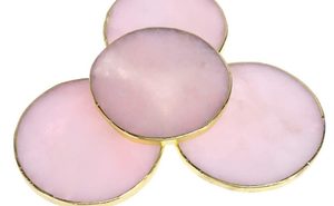 Vente chaude pas cher prix Quartz Rose Agate sous-verre tranche décor à la maison sous-verre en cristal rond Quartz Rose sous-verre à vendre - Product Image 2