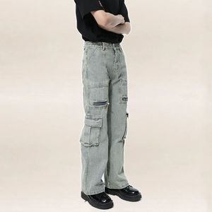 Low Price Streetwear Stack Denim <b>Pants</b> Cotton Baggy Stacked Jeans Men Long Straight <b>Pants</b> Washed Wide Leg <b>Trousers</b> for Man - Product Image 4