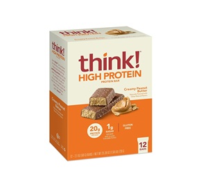 think! Protein <b>Bars</b>, High Protein Snacks, Kosher Friendly, Creamy Peanut Butter, Nutrition <b>Bars</b>, 2.1 Oz per <b>Bar</b>, 12 count - Product Image 1