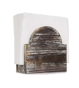 Porte-serviettes droit en bois torché rustique avec conception d'arc, distributeur de serviettes en papier pour table à manger - Product Image 1